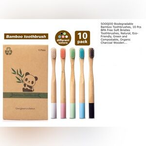 10 Pack Soft Bamboo Toothbrushes >> Adult Or Child Use <<